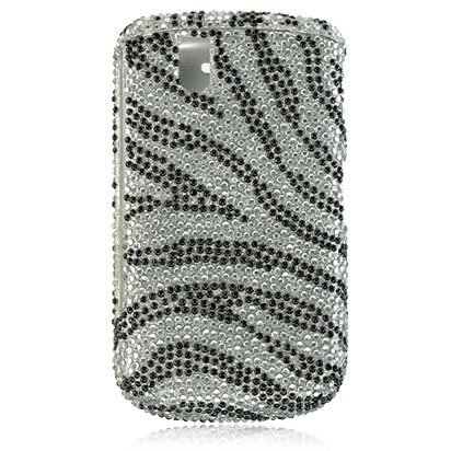 Premium Luxurious Designer Hard Diamond Crystal Snap-on Case for Blackberry Tour 9630 Case - Black Silver Zebra Diamond