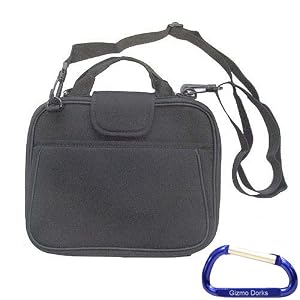 Midnight Black Adjustable Shoulder Strap Carrying Case / Bag for the Acer Aspire One P531h, 531h, D250, D150 or any 10 Inch Series Netbook Laptop Computer with Free Carabiner Key Chain