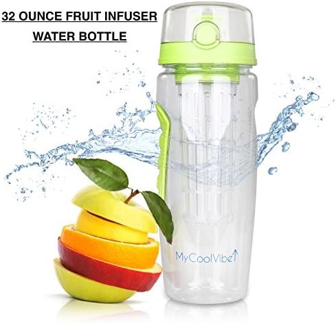 FruitFuzer Fruit Infuser Water Bottle, 32 Oz, Durable, Tritan, BPA-free, for Flavored Water, Juice, Lemonade, Iced Tea, Health, detox, Packaged for gift, Free ebook, Guarantee. See store specials.