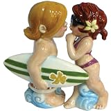 Westland Giftware Mwah Magnetic Surfer and Bikini Girl Salt and Pepper Shaker Set, 3-3/4-Inch