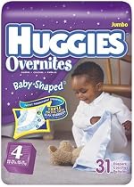 Huggies Overnites Baby-Shaped Diapers, Step 4 (22-37 Lbs), 31-Count Diapers