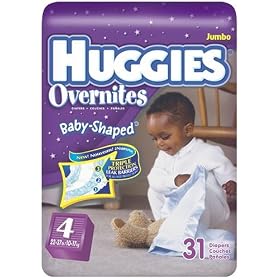Huggies Overnites Baby-Shaped Diapers, Size 4, 31-Count