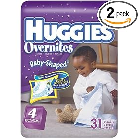 Huggies Overnites Diapers, Size 4, 31-Count (Pack of 2)