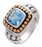 14K and Sterling Silver Blue Topaz Ring