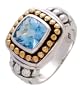 14K and Sterling Silver Blue Topaz Ring (Size: 6)