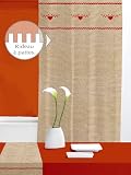 RIDEAU A PATTES 140*250 cm CHALET ROUGE LIN Broderies Esprit Chalet