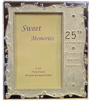 * Deluxe 25th Silver Wedding Anniversary Pearl & Silver Diamond Effect Photo Frame Gift *