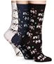 Hot Sox Women's Cows Trouser Sock, Black, White, Denim, 3-Pack