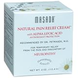 Masada Natural Pain Relief Cream with Alpha Lipoic Acid, Antioxidant Protection, 4-Ounce Jars