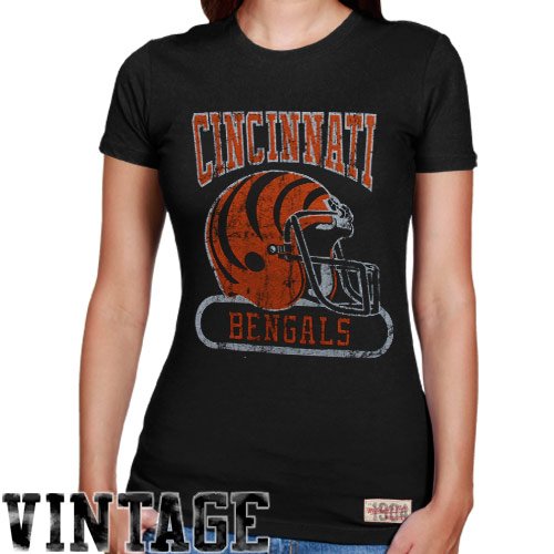 Mitchell & Ness Cincinnati Bengals Ladies Vintage Graphic Premium T-Shirt - Black (Small)
