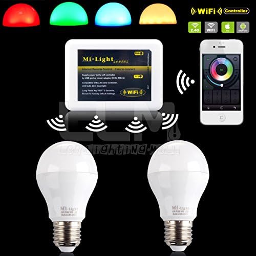 2PCS E27 6W RGB Color Changing Remote Control RGBW LED Bulb With WiFi LED Controller For iOS/Android, for Home, Decorative, Accent Lighting
