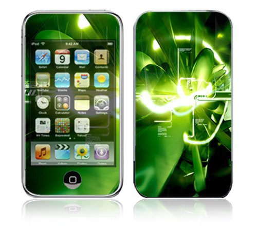 Green Abstract Tech Decorative Skin Decal Sticker for Apple iPod Touch 1G (1st Gen) MP3 Player