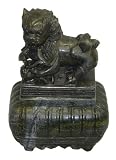 Chinese Fu dog Box - Hand Carved Black Cave Stone