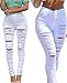 SEXYWG Women Destroyed Boyfriend Jeans Ripped Washed Cuff Denim Trousers