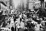 Art Poster, People, Peddlers, and Horse-Drawn Carriages on a Lower East Side Street - 27.5 x 18.75