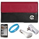 Red & Black Portola Executive Leather Holster Carrying Case with Fixed Belt ....