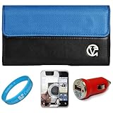 Blue & Black Portola Leather Carrying Holster with Fixed Belt-Clip and Magn ....