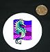 3" button / pin printed with seahorse, ocean, shrimp, life, sea, brine, fish