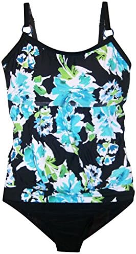 It figures 1 Piece Blouson Swimsuit (16, Black)