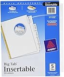 Avery WorkSaver Big Tab Insertable Dividers, 5-Tab, 1 Set (11122)
