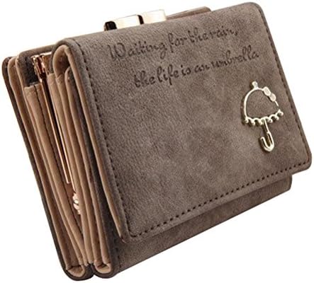 Blue Red(TM) Nobby Womens Vintage Cute Layers Suede Fabric With Umbrella Pattern Zipper Chic Design Card Wallets Brown