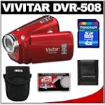 Vivitar DVR-508 HD Digital Video Camcorder Recorder (Red) + Case + 4GB Card + Accessory Kit