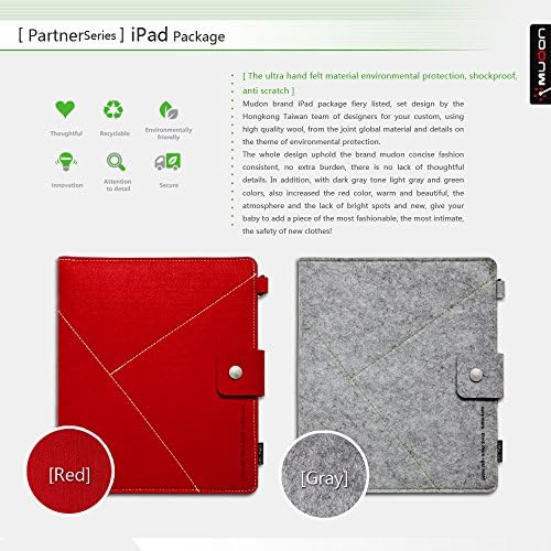 Mudon Partner Series Wool Felt Sleeve Case for iPad - Gray