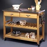 Home Styles Furniture Stainless Steel Kitchen Cart in Natural Finish