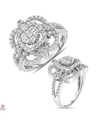 Gorgeous1 1/4CTTW Diamond Cluster Fashion Ring 14K White Gold
