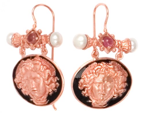 14k Rose Gold Pink Tourmaline and Pearl Earrings by Tagliamonte