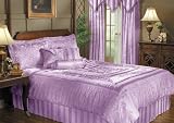 7PC LAVENDER KING TULIP PATCHWORK BEDDING COMFORTER SET