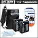 Battery and Charger Kit for Panasonic Lumix DMC-FZ200, DMC-FZ200K, DMC-G5, DMC-G5KK, DMC-G5KS, DMC-GH2 - 2 Pack
