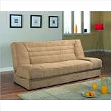 Modern Tan Microfiber Futon Sofa Bed by Coaster