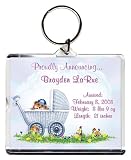 Too Cute Birth Announcement Photo Key Chain, Personalized, 2.75 x 3.25 Carriage (Boy)