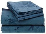 Melrose Home Blue Floral Paisley 150 GSM Heavy Cotton Flannel Sheet Set, Full