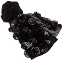 Armani Women's Velour and Silk Scarf, Black