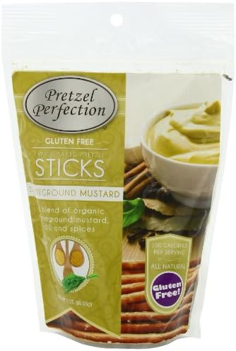 Pretzel Perfection Gluten Free Twice Baked Pretzel Stick, Stoneground Mustard, 3 Ounce