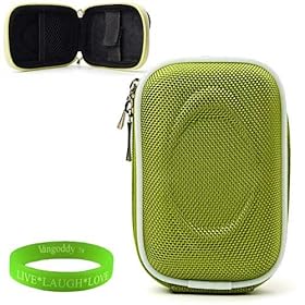 Stylish Nylon Green Slim Case with Carbineer Clip, and Secure Velcro Placement Straps for all models & colors of your Nikon Digital Camera Point and Shoot Cool Pix L 26 or Cool Pix L 25 with HD Video + Green Vangoddy Bracelet!!!