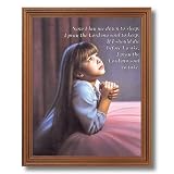 Girl Praying By Bed Kids Room Religious Picture Oak Framed Art Print