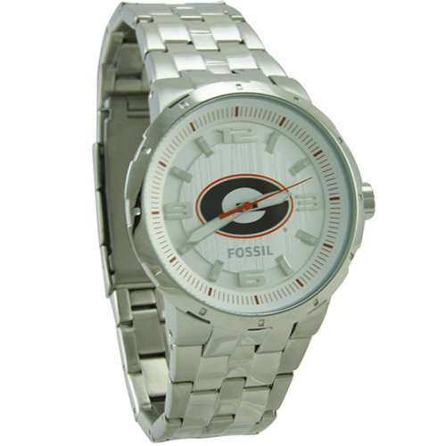 Fossil Georgia Bulldogs Stainless Steel Automatic Movement 3-Hand Watch