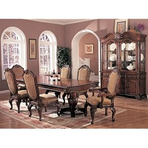 7pc Traditional European Style Dining Table and Chairs Set