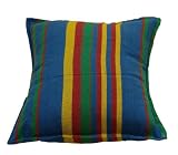 16 x 16 Handwoven Summer Skies Striped Hammock Square Cotton Pillow