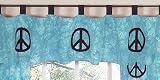 Turquoise Groovy Peace Sign Tie Dye Window Valance by JoJo Designs