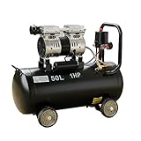 静音コンプレッサー (黒) 1馬力(0.75kW) 静音仕様(58db) オイルレス 横型 50L メスカプラ付き