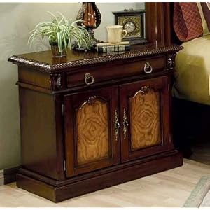 Nightstand with Hand Carved Accents in Chestnut Finish by Coaster