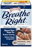 Breathe Right Nasal Strips Relieves Nasal Congestion Tan Small/Medium - 30 Each