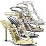 Pleaser Shoes Women's ENCHANT-39, 4'' T-Strap Sandal W/Rhinestones