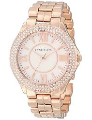 Anne Klein Womens AK/1430RMRG Swarovski Crystal Accented Rose Gold-Tone Bracelet Watch