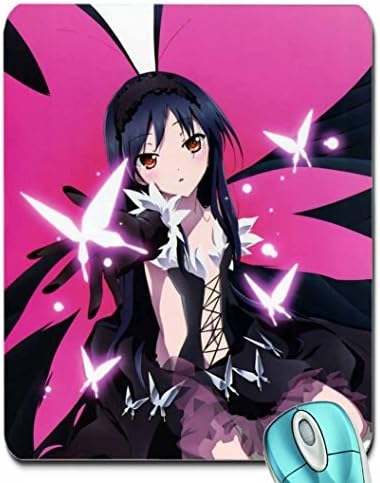 Animals long hair anime girls accel world black hair kuro yuki hime butterflies mouse pad computer mousepad