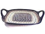 Polish Stoneware Serving Platter / Tray with Handles, Unikat Pottery Hand-made and Signed By Artist